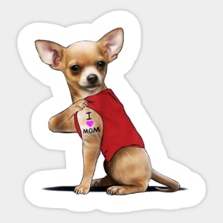 Chihuahua Dog Tattoo I Love Mom Sticker